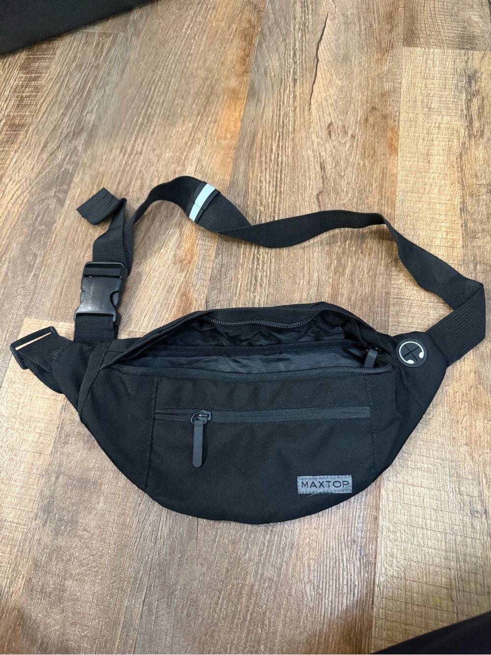 Amazon Black Crossbody Waist Bag with Front Zip Pocket